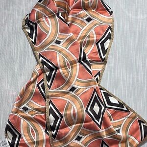 Vintage BNWT Talbots Geometric 100% Silk Scarf in Peach and Black